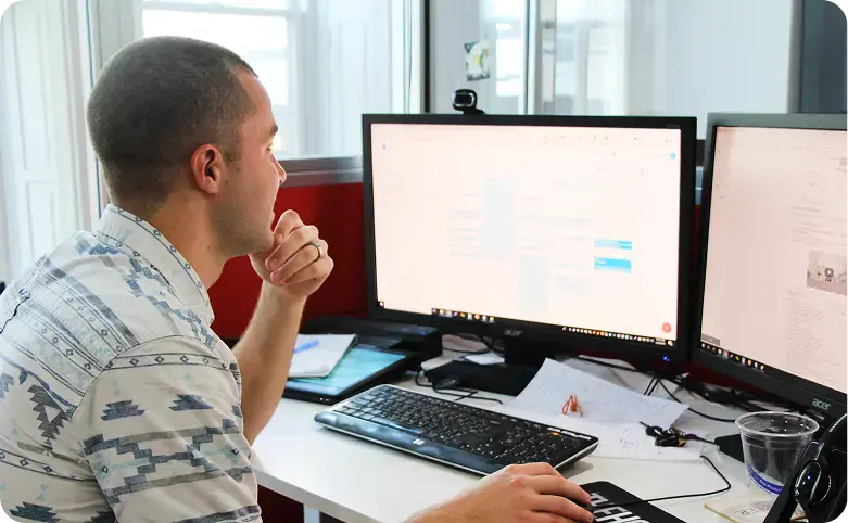 WebFX team member at workstation