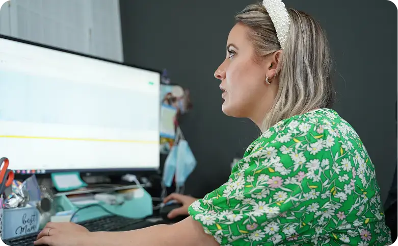 WebFX team member working at computer
