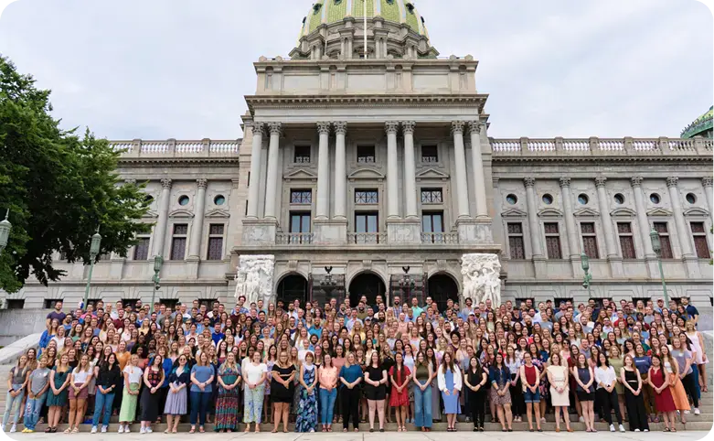 WebFX team group photo outside capitol building